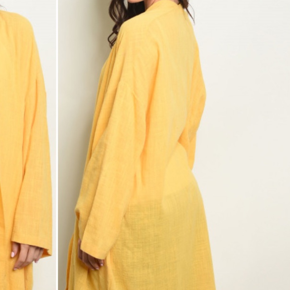 Golden Yellow Kimono style Boho Cardigan - Picture 3 of 4
